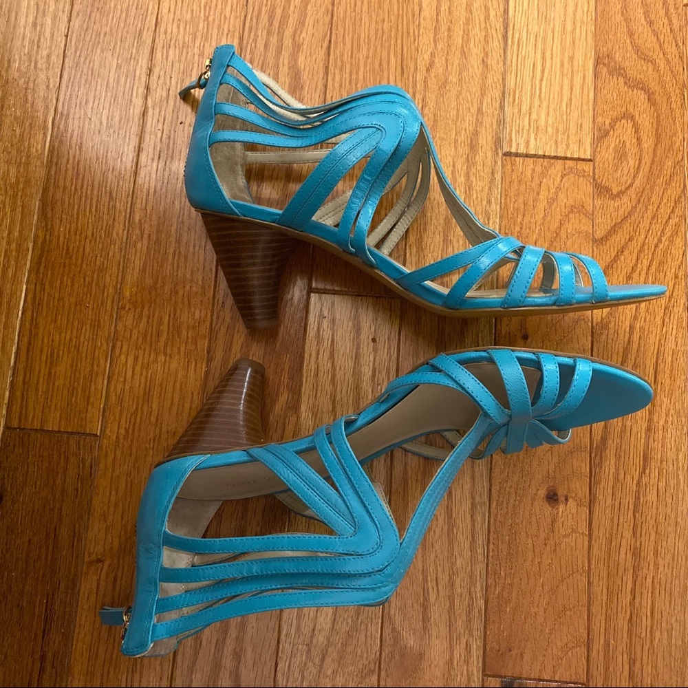 Nine West Turquoise Leather Heeled Strappy Sandals